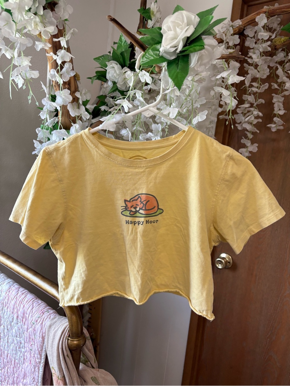 Life Is Good Yellow 'Happy Hour' Cropped Tee